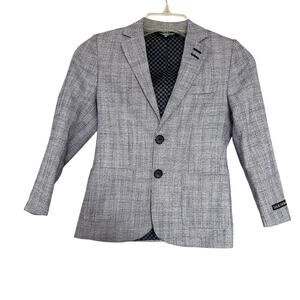 Leo & Zachary Boys' Size 7 Slim Fit Blazer Grey Blue Plaid Suit Jacket NWOT